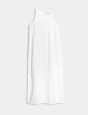 Linen Rich Round Neck Midi Slip Dress Image 2 of 5