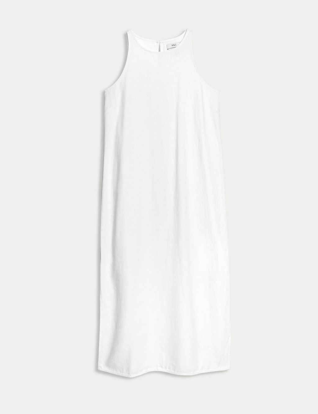 Linen Rich Round Neck Midi Slip Dress 1 of 5