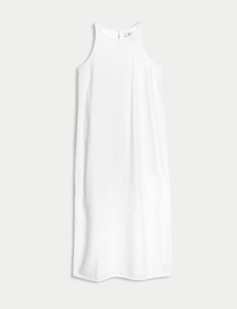 Linen Rich Round Neck Midi Slip Dress 2 of 5