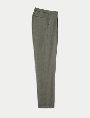 Linen Rich Single Pleat Elasticated Trousers Image 2 of 8