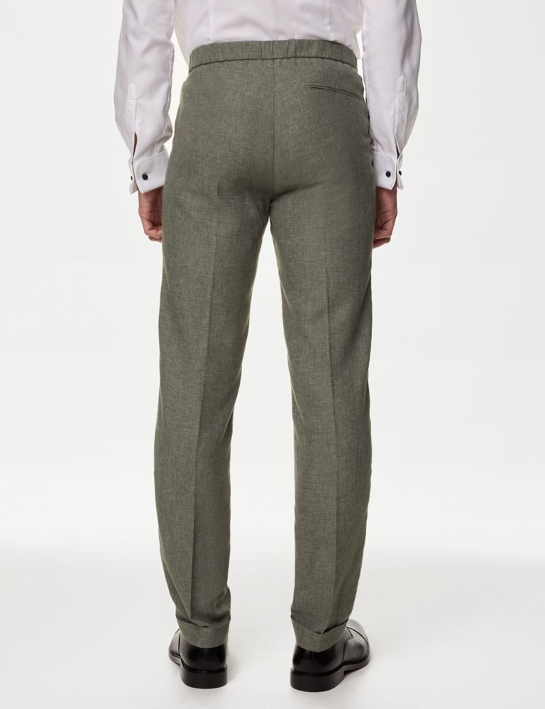 Linen Rich Single Pleat Elasticated Trousers 4 of 8