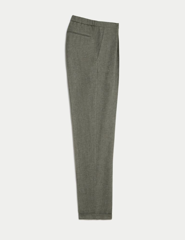 Linen Rich Single Pleat Elasticated Trousers 2 of 8