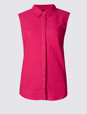 Linen Rich Sleeveless Shirt Image 2 of 4