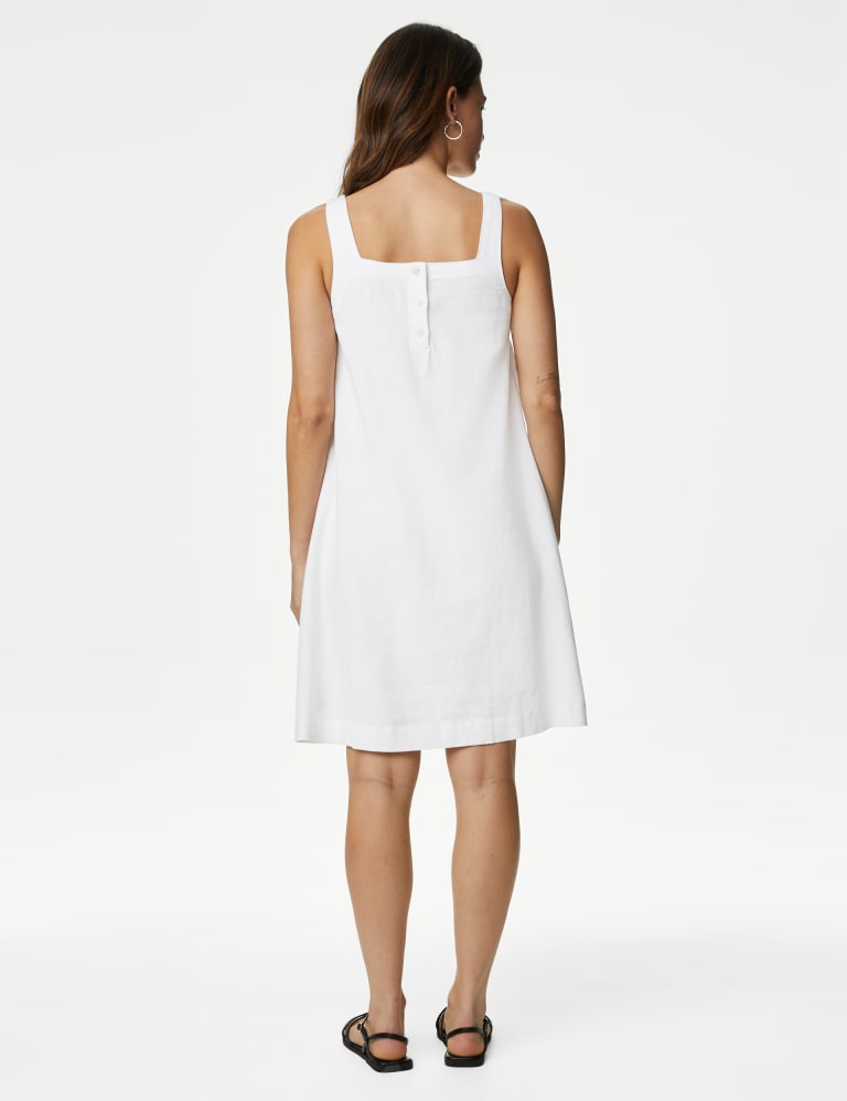 Linen Rich Square Neck Mini Shift Dress 5 of 5