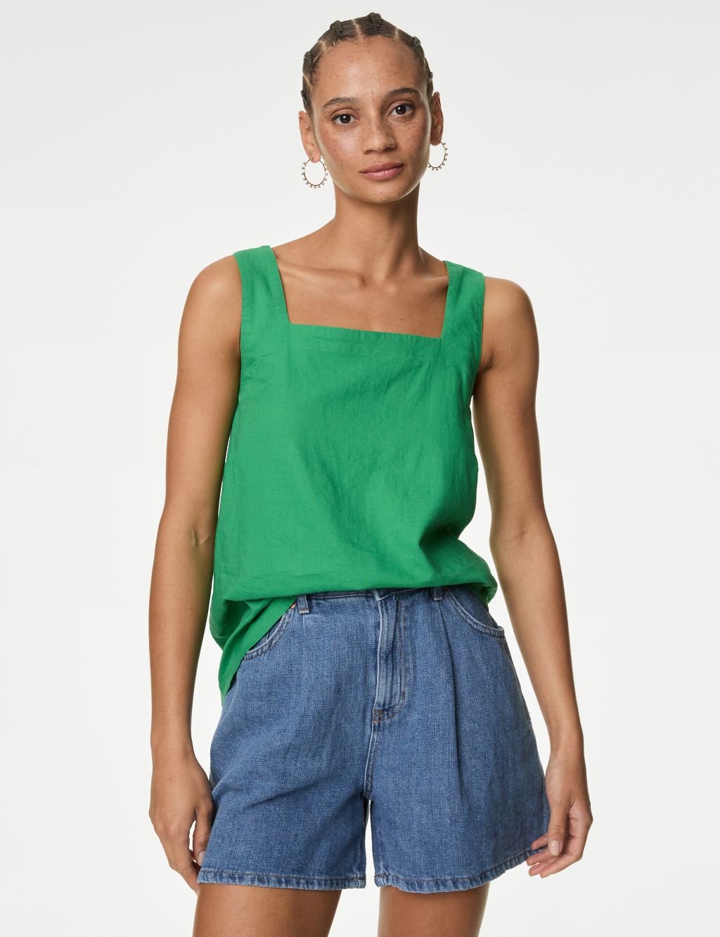 Linen Rich Square Neck Tank Top 2 of 5