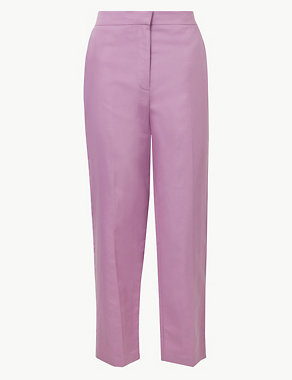 Linen Rich Straight Ankle Grazer Trousers Image 2 of 5