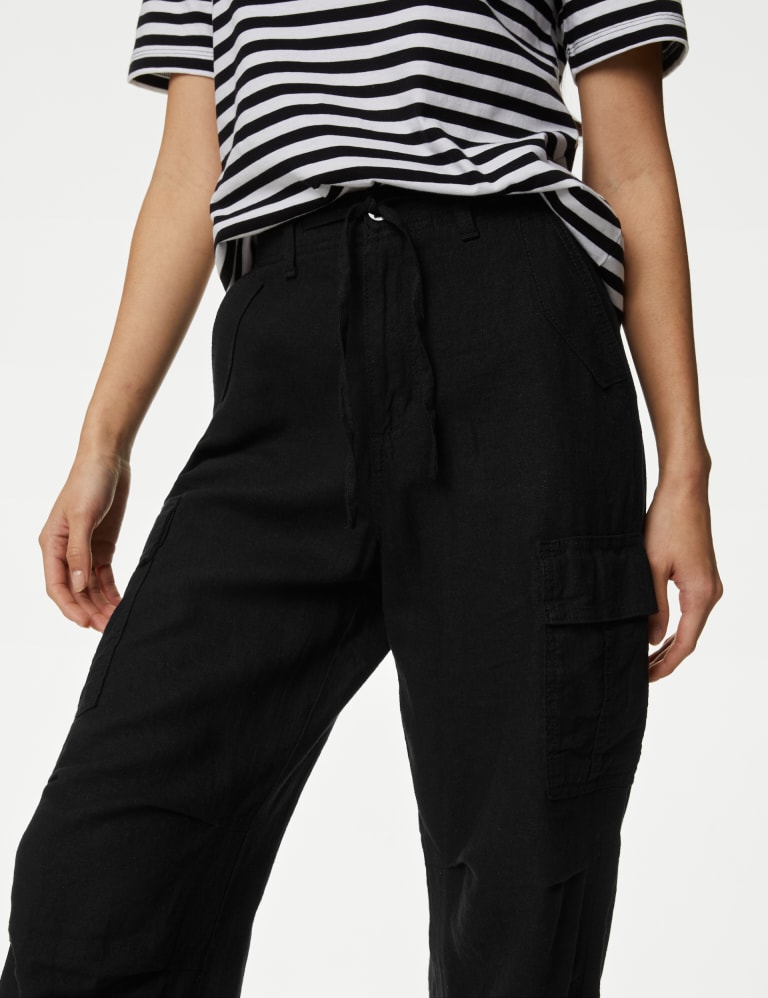 Linen top cargo trousers