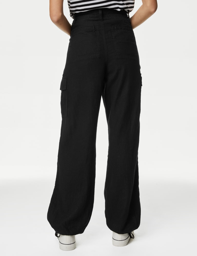 Black linen cargo pants store