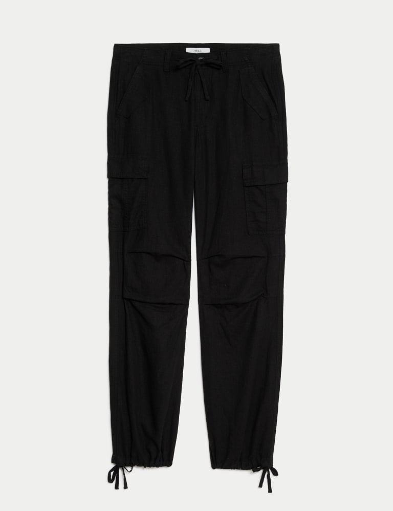 Black linen cargo pants sales