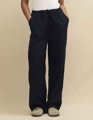 Linen Rich Straight Leg Trousers Image 2 of 7