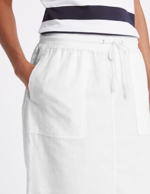 Linen Rich Straight Mini Skirt M S Collection M S