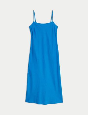 Linen Rich Strappy Midaxi Slip Dress Image 2 of 5
