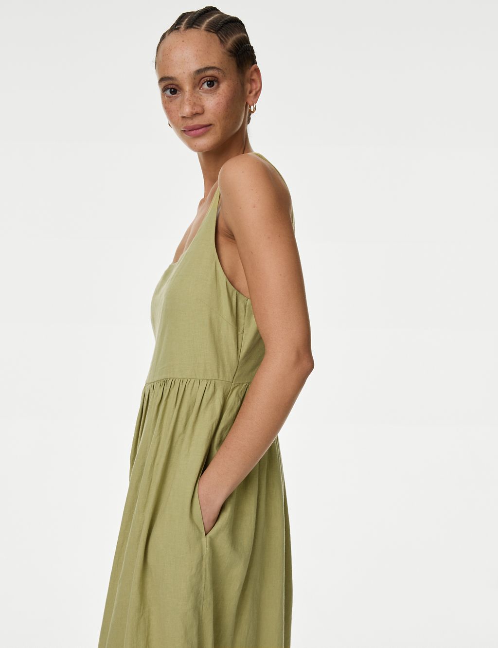 Linen Rich Strappy Midaxi Swing Dress 4 of 7