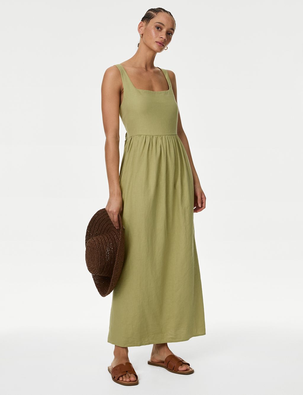 Linen Rich Strappy Midaxi Swing Dress 5 of 7