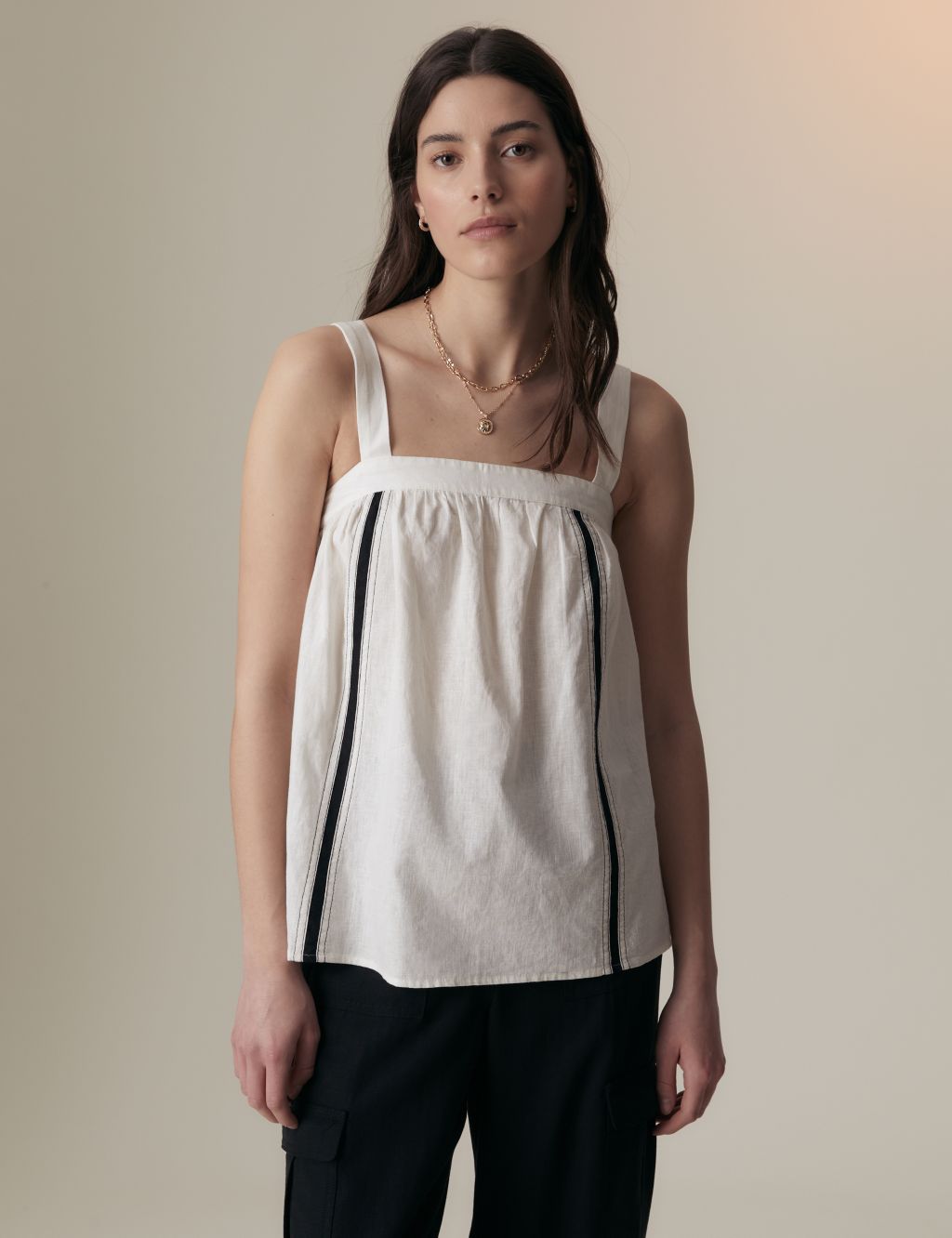 Linen Rich Striped Cami Top 4 of 5