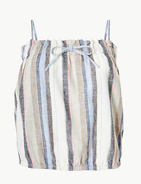 Linen Rich Striped Camisole Top Image 2 of 4