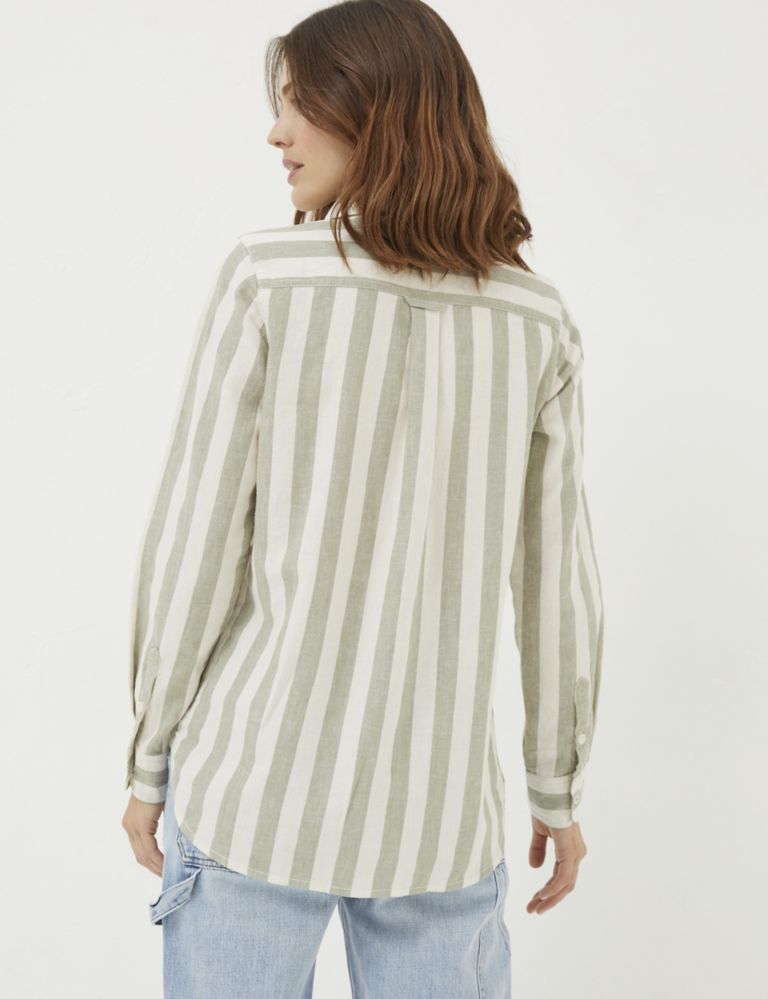 Linen Rich Striped Collared Shirt 3 of 4