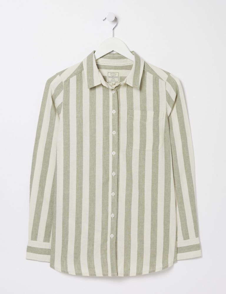 Linen Rich Striped Collared Shirt 2 of 4