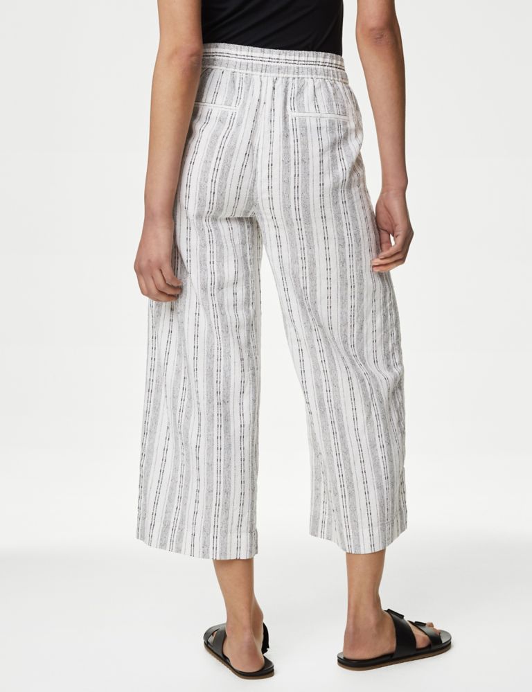 Linen Rich Striped Cropped Wide Leg Trousers 6 of 6