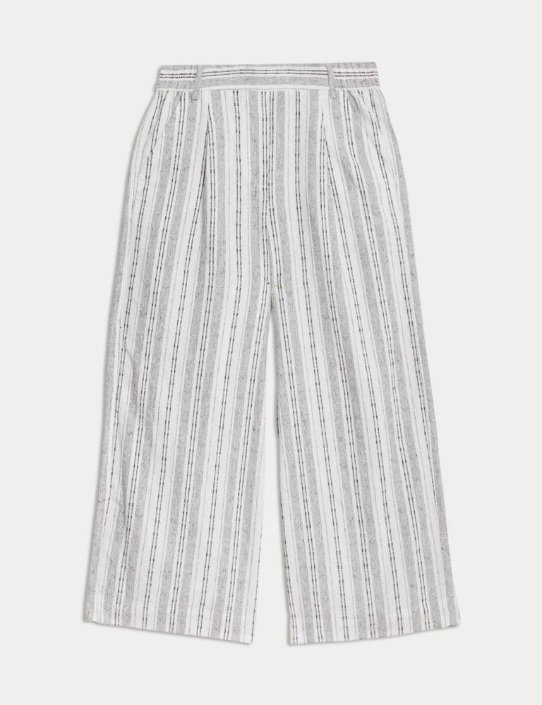 Linen Rich Striped Cropped Wide Leg Trousers 3 of 6