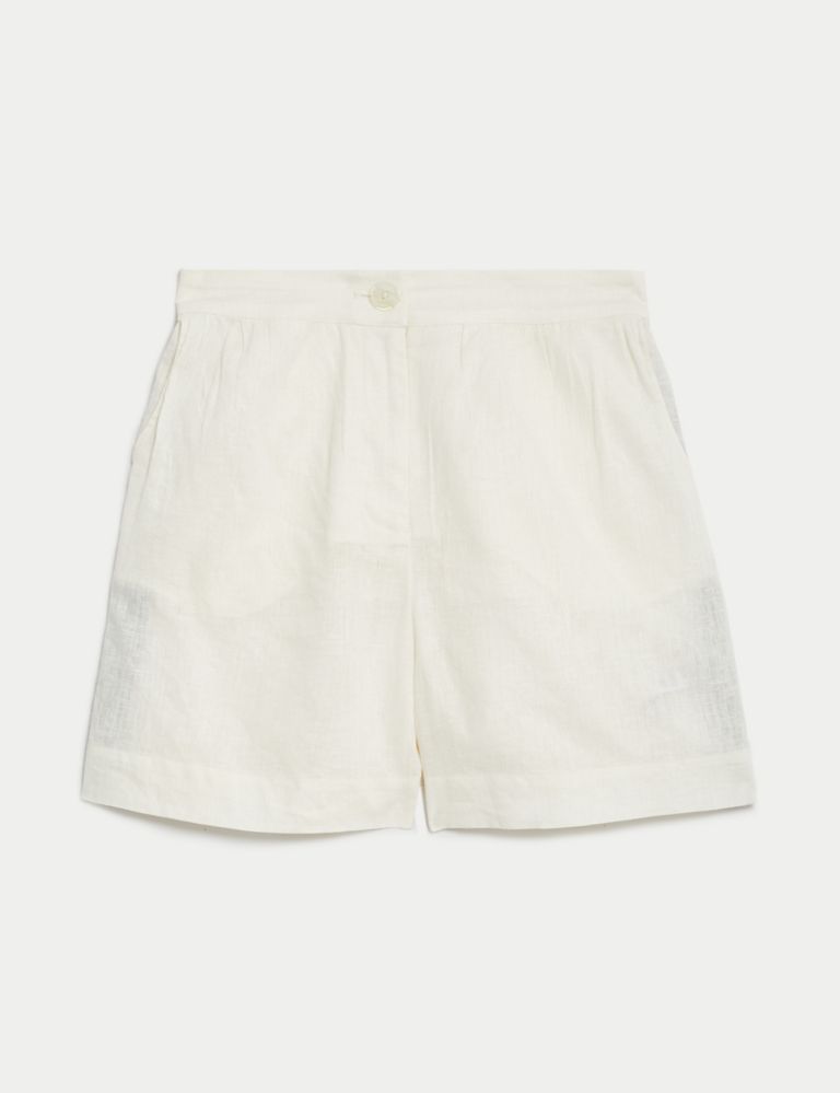 Linen Rich Striped High Waisted Shorts 3 of 6