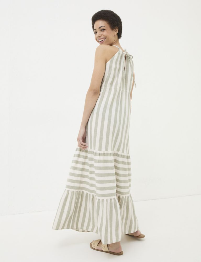 Linen Rich Striped Maxi Tiered Dress 3 of 5