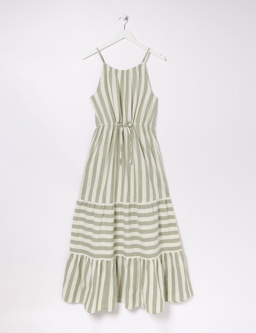 Linen Rich Striped Maxi Tiered Dress 1 of 5