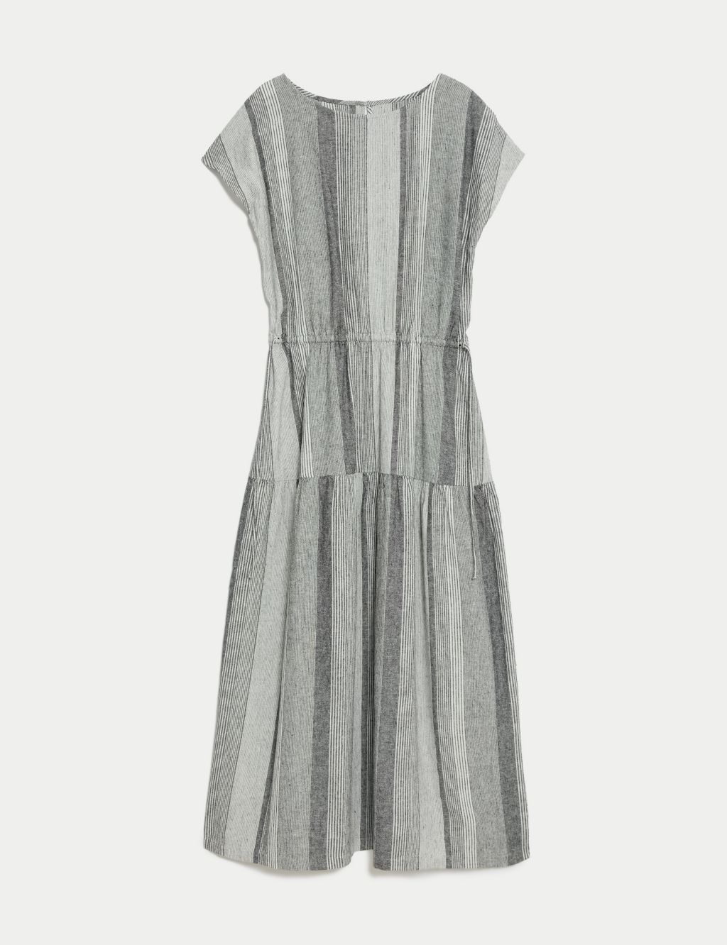 Linen Rich Striped Midi Shift Dress 1 of 5