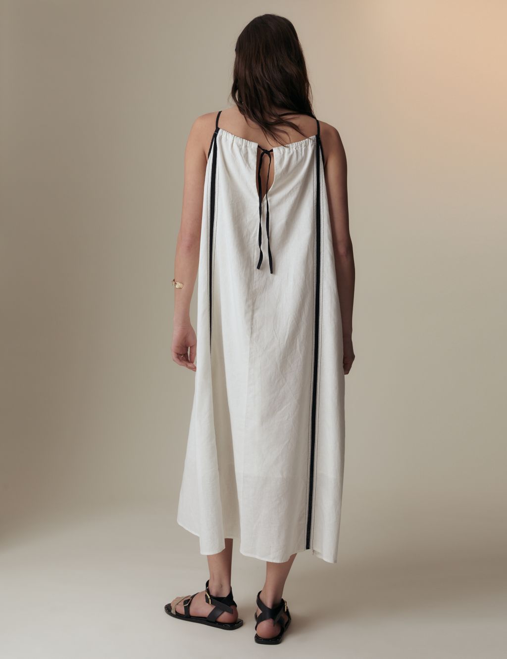 Linen Rich Striped Midi Slip Dress 4 of 7