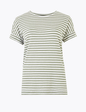 Linen Rich Striped Relaxed T-Shirt Image 2 of 6
