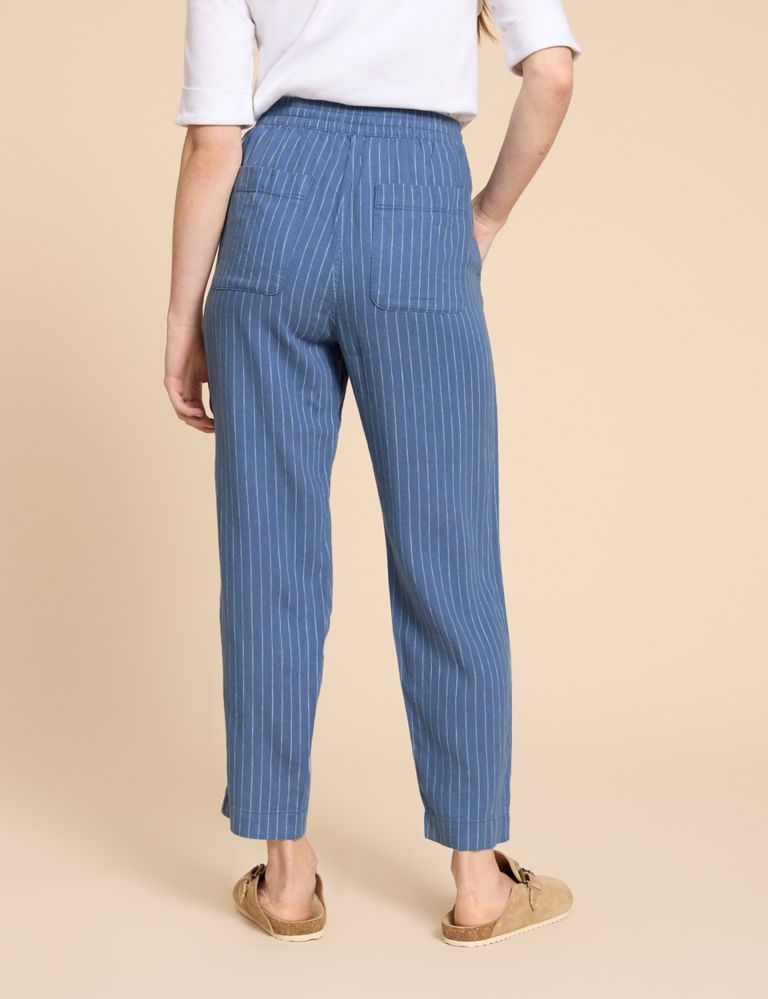 Linen Rich Striped Relaxed Trousers 3 of 5