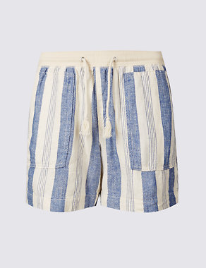 Linen Rich Striped Shorts Image 2 of 5