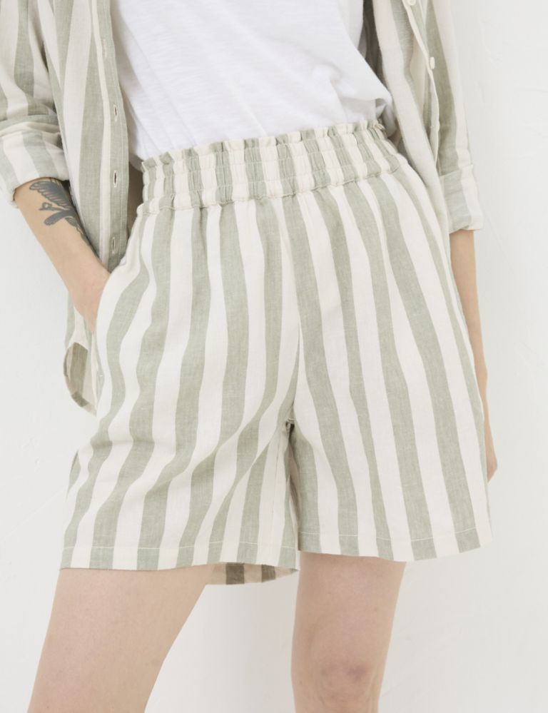 Linen Rich Striped Shorts 3 of 5