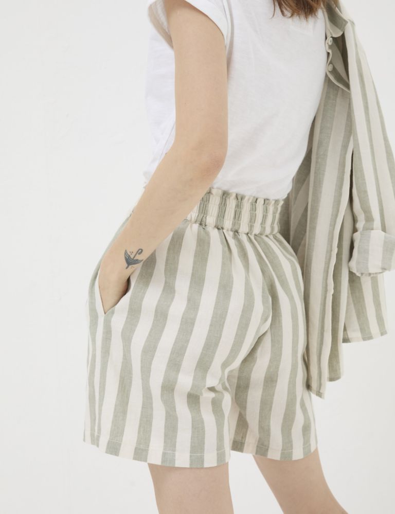 Linen Rich Striped Shorts 4 of 5