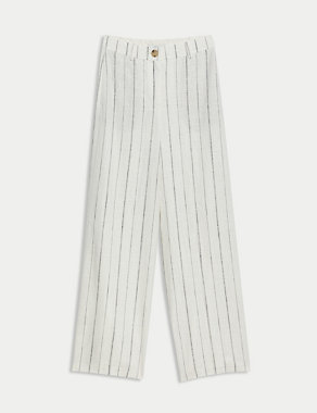 Linen Rich Striped Wide Leg Trousers Image 2 of 5