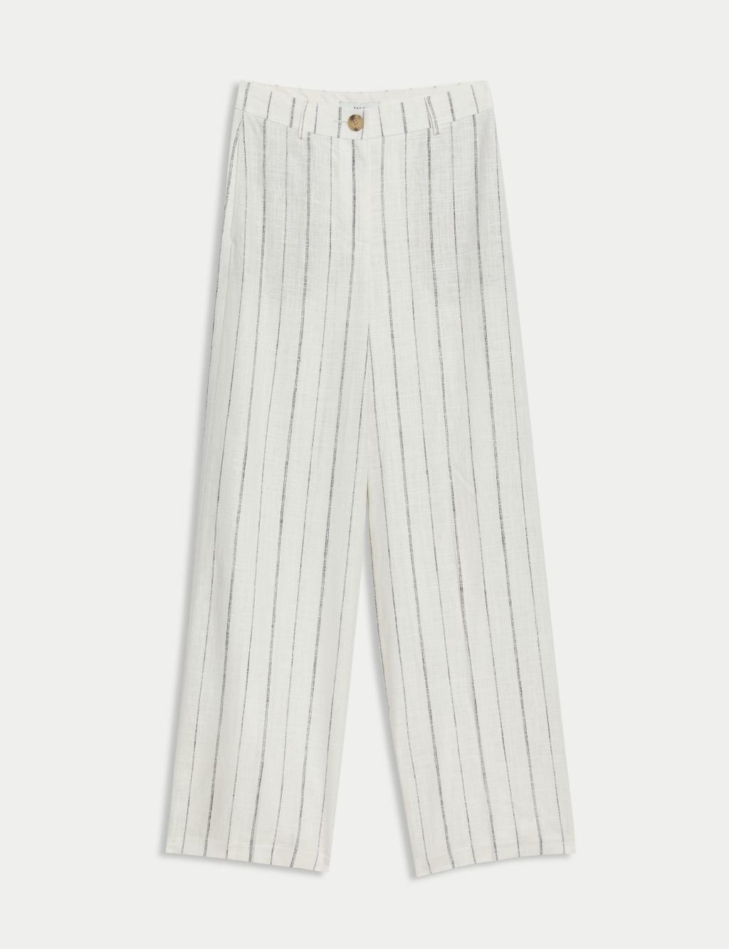 Linen Rich Striped Wide Leg Trousers 1 of 5