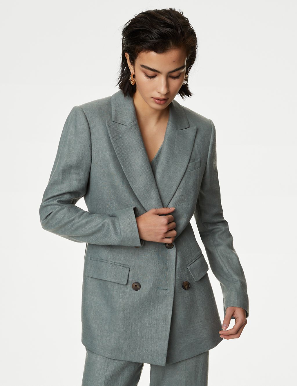 Linen Rich Tailored Double Breasted Blazer 6 of 9