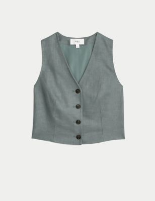 Linen Rich Tailored Waistcoat Image 2 of 7