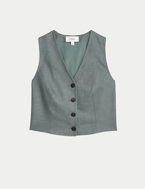 Linen Rich Tailored Waistcoat Image 2 of 7
