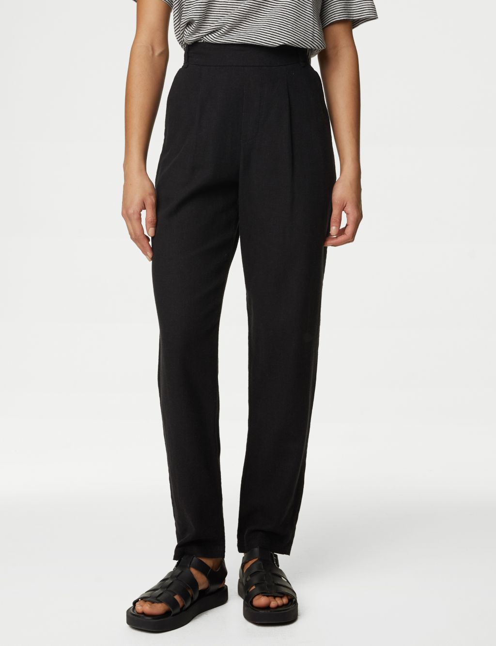 Cotton Rich Balloon Tapered Trousers, M&S Collection