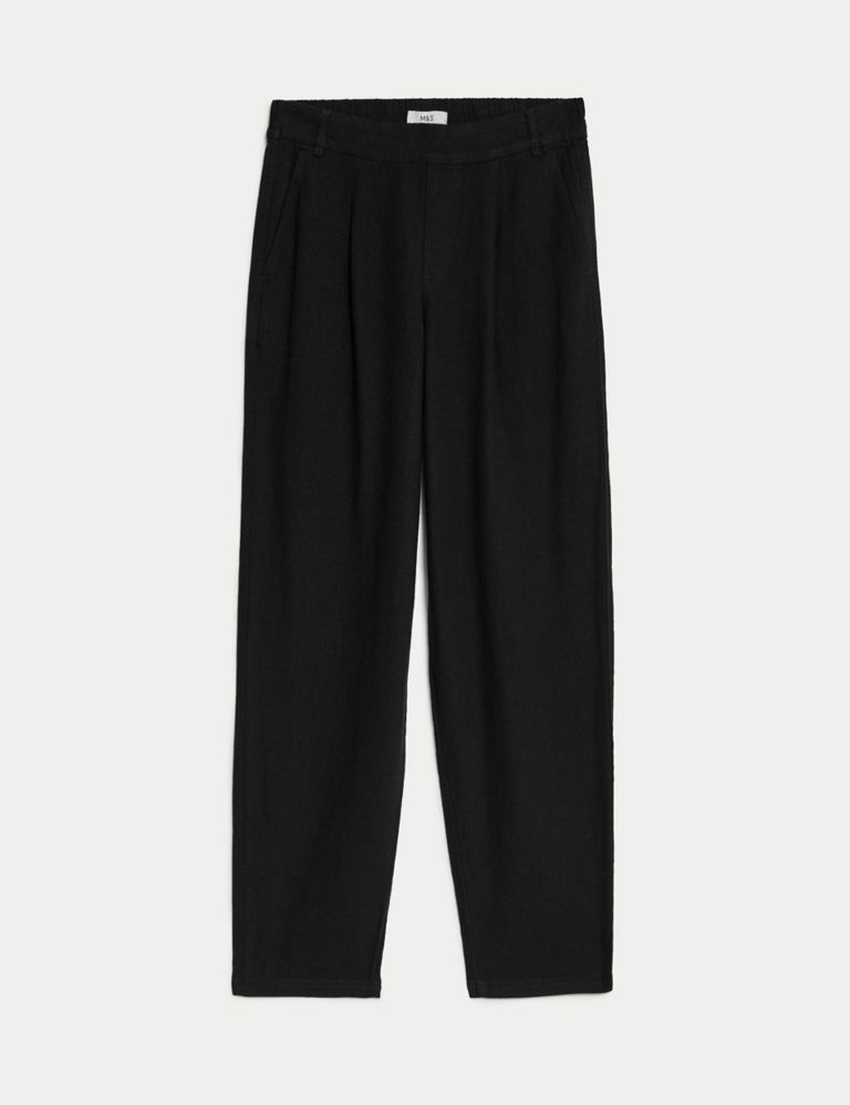 Cotton Rich Relaxed Straight Trousers, M&S Collection