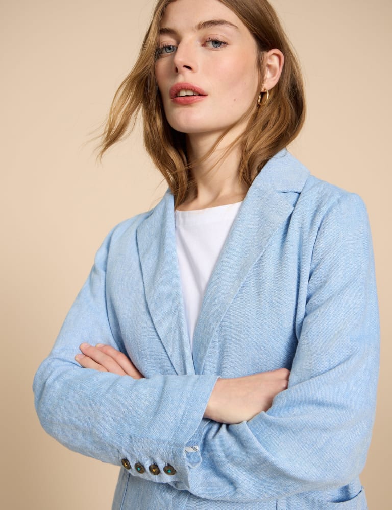 Light blue linen blazer womens shop