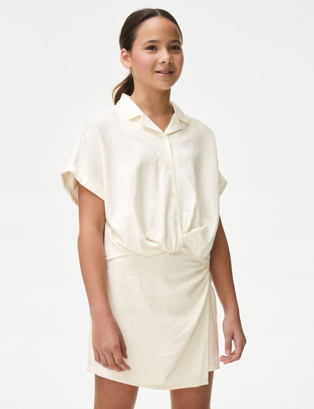 Linen Rich Tie Front Shirt (6-16 Yrs) 5 of 5