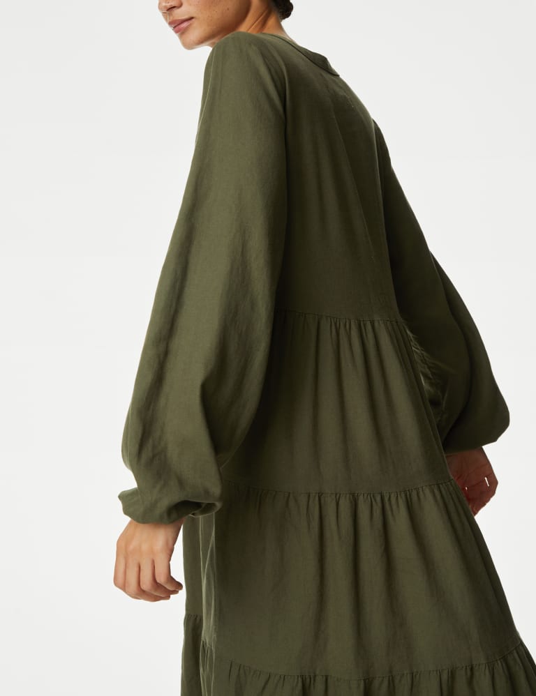 Pure Cotton Midi Tiered Shirt Dress, M&S Collection