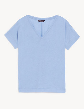 Linen Rich V-Neck T-Shirt Image 2 of 5