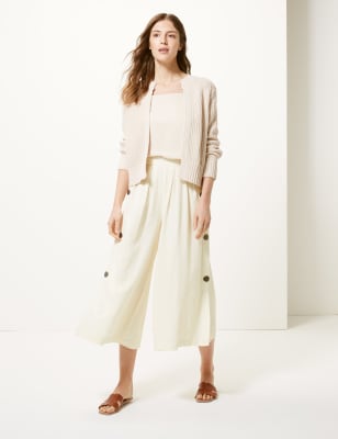 Cropped wide leg outlet linen trousers