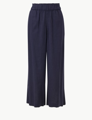 Linen rich outlet wide leg trousers