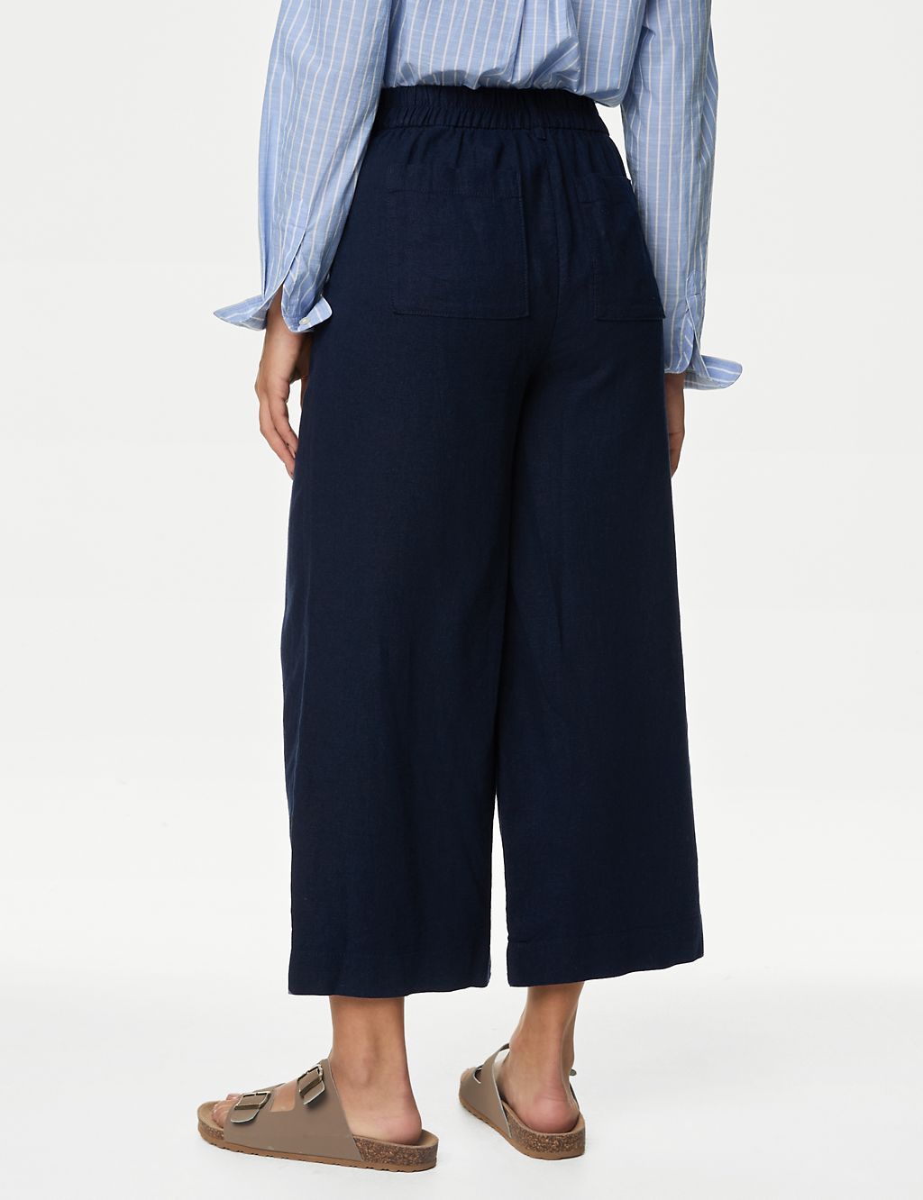 Linen Rich Wide Leg Cropped Trousers 5 of 5