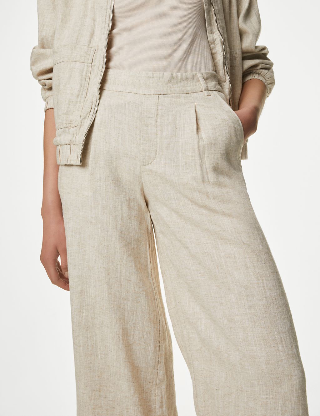 Linen Rich Wide Leg Cropped Trousers 4 of 5
