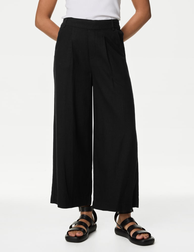 Linen Rich Wide Leg Cropped Trousers 4 of 5